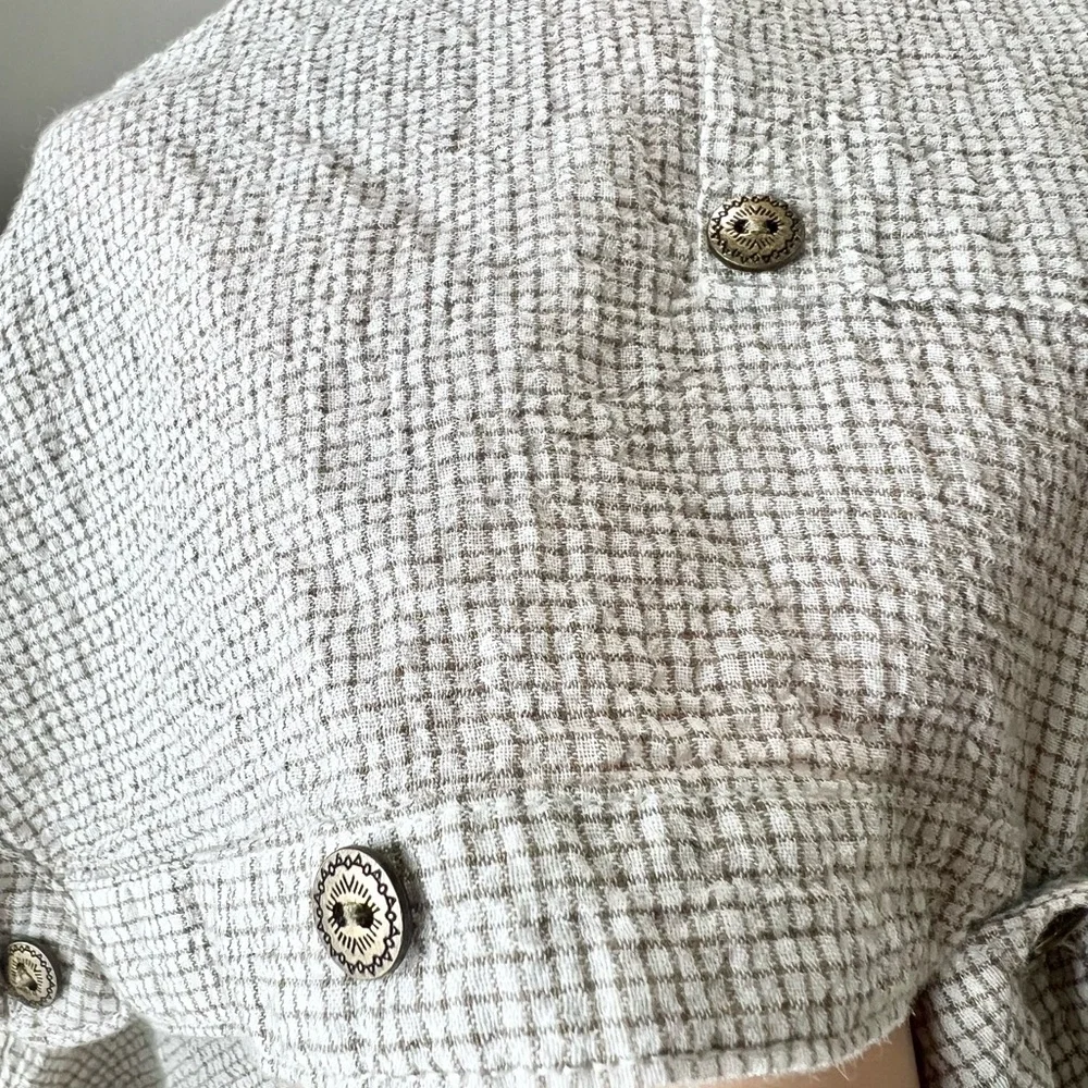 Free People Love Her Madly Puckered Checked Size Extra Small XS - Picture 5 of 10